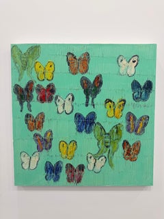 Minton, Original Oil on Canvas Painting, Butterfly Motif, Signed, 30x30 in