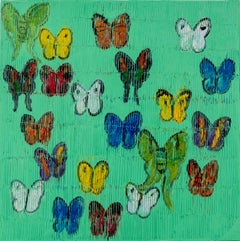 Minton, Original Oil on Canvas Painting, Butterfly Motif, Signed, 30x30 in