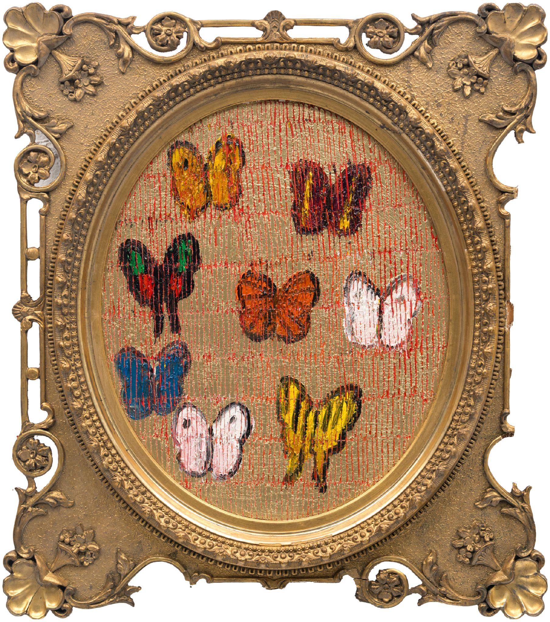Hunt Slonem Animal Painting - Monarch & Morning Glory