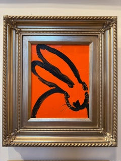 Hunt Slonem "More Red" Neoexpressionist Framed Oil On Wood Bunny Painting