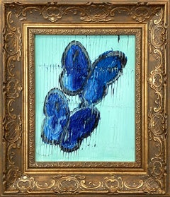 "Morphos" Blue Butterflies on Aqua Turquoise Background with Scoring Framed