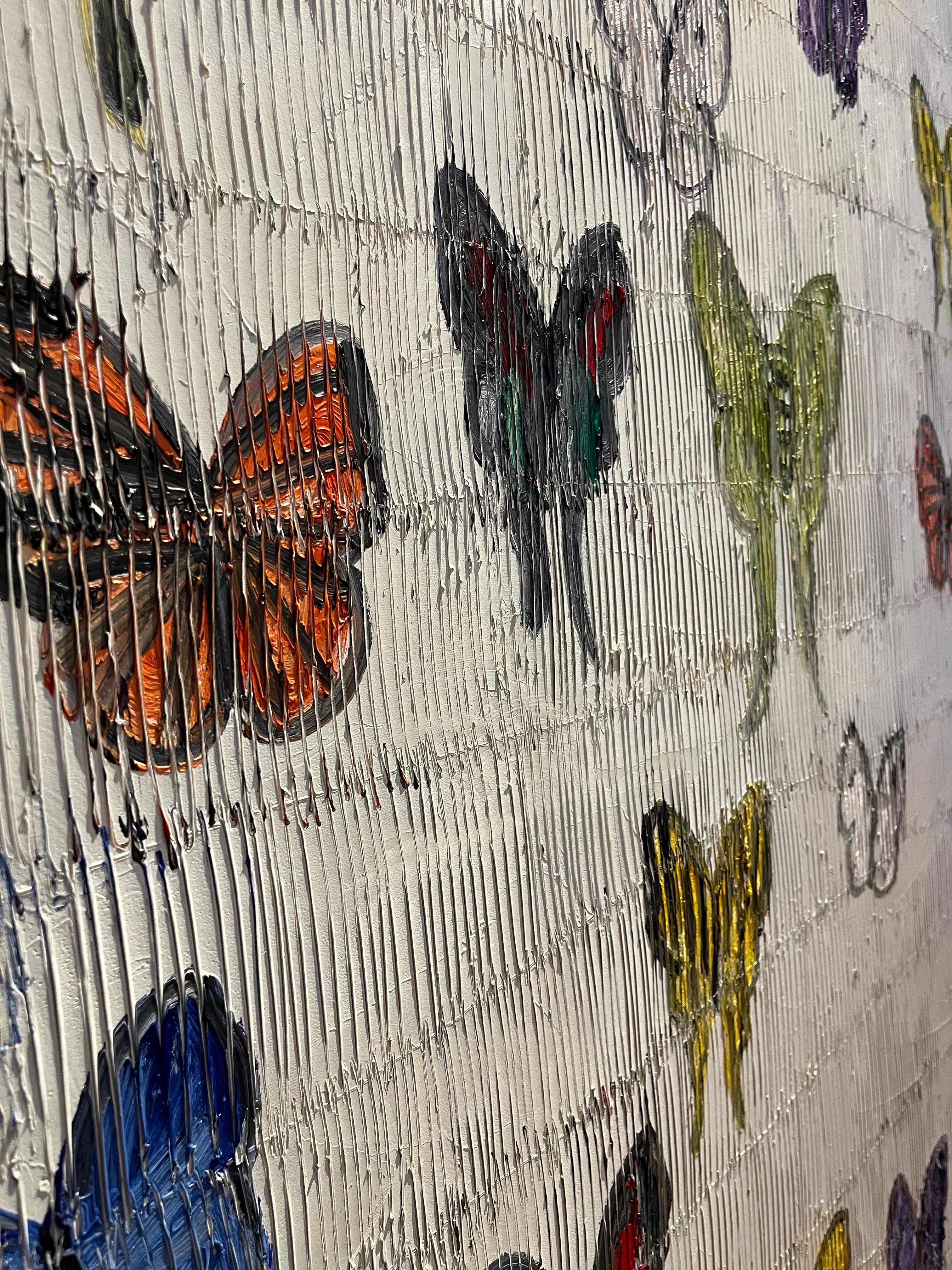 Mumbai White Butterflies - Painting by Hunt Slonem