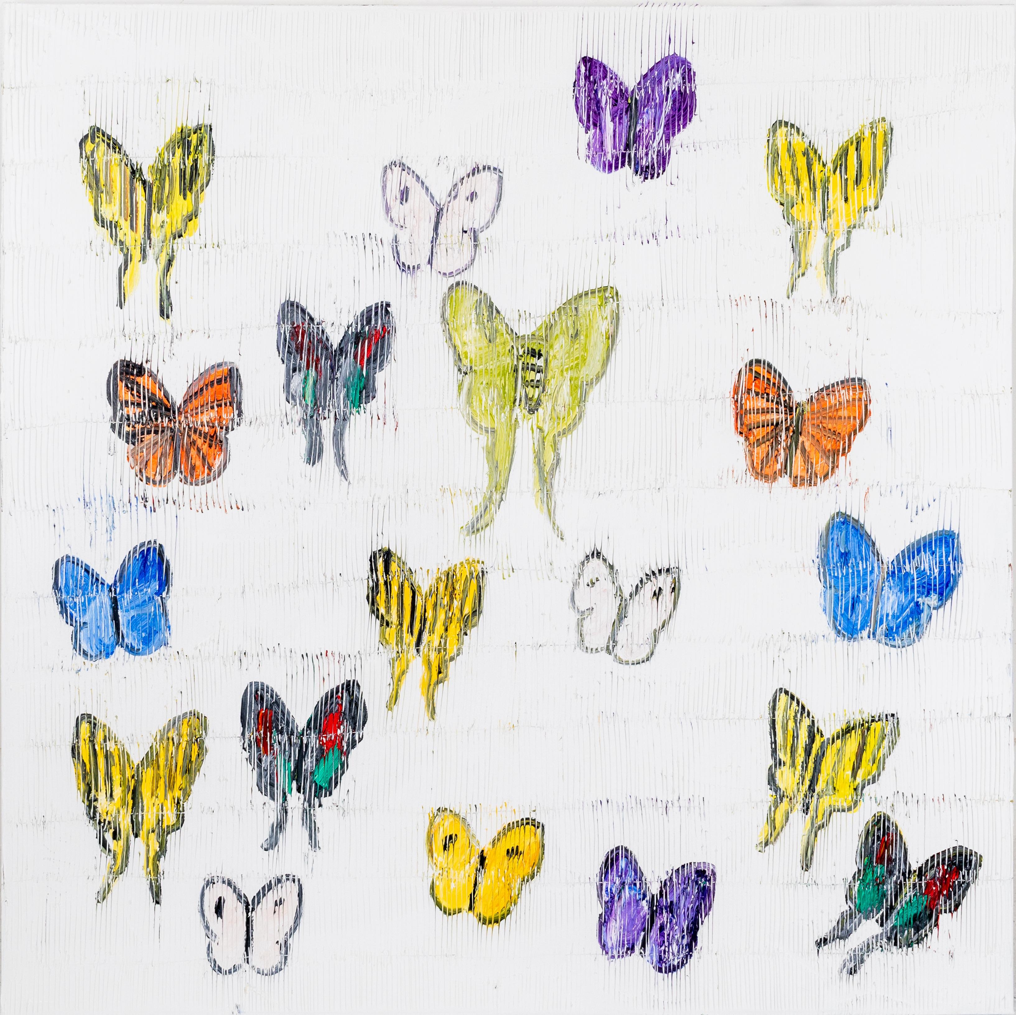 Hunt Slonem Animal Painting - Mumbai White Butterflies
