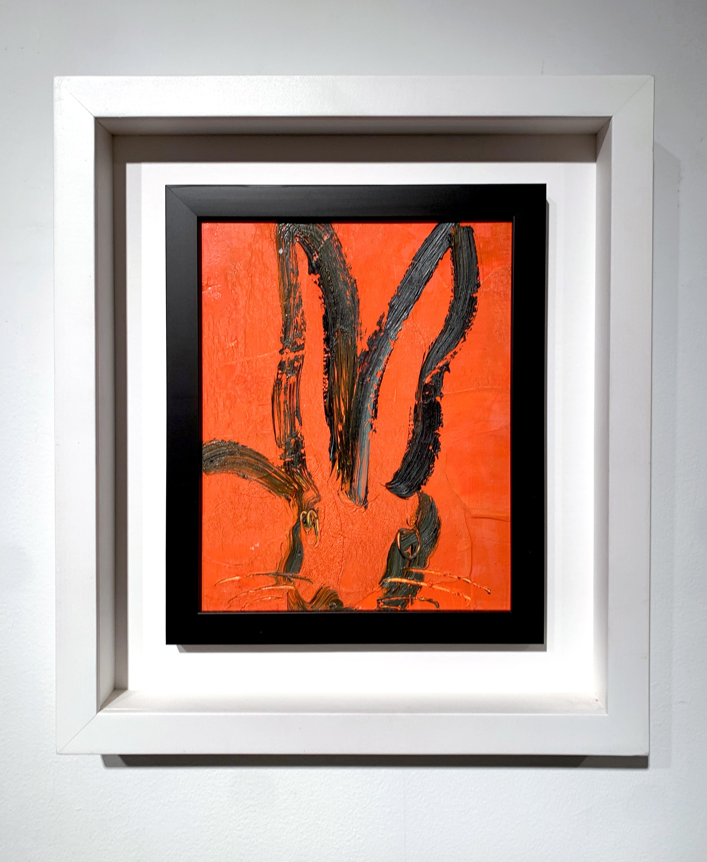 Orange Bunny - Painting by Hunt Slonem