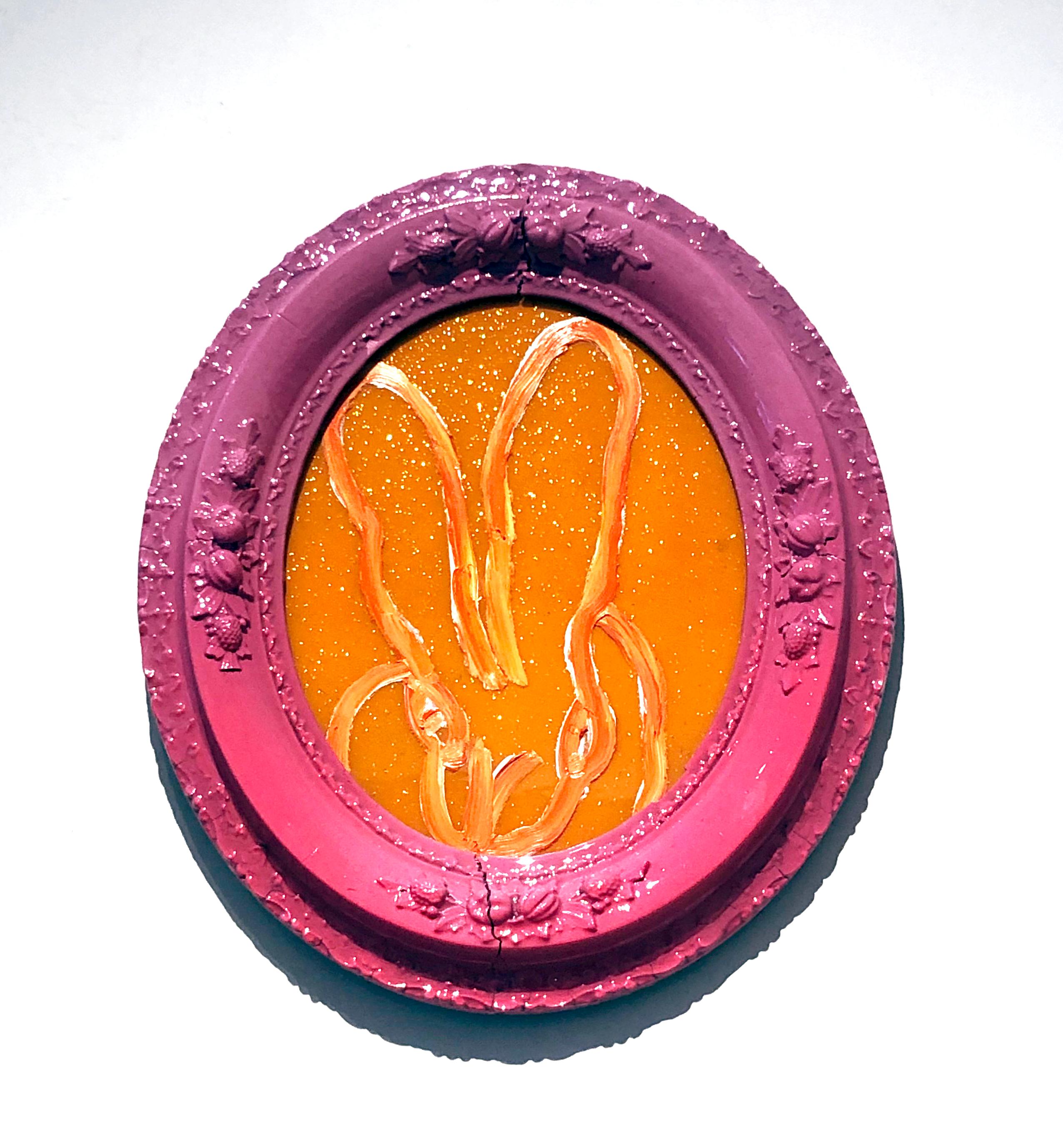 Orange & Pink Bunny - Contemporary Painting by Hunt Slonem
