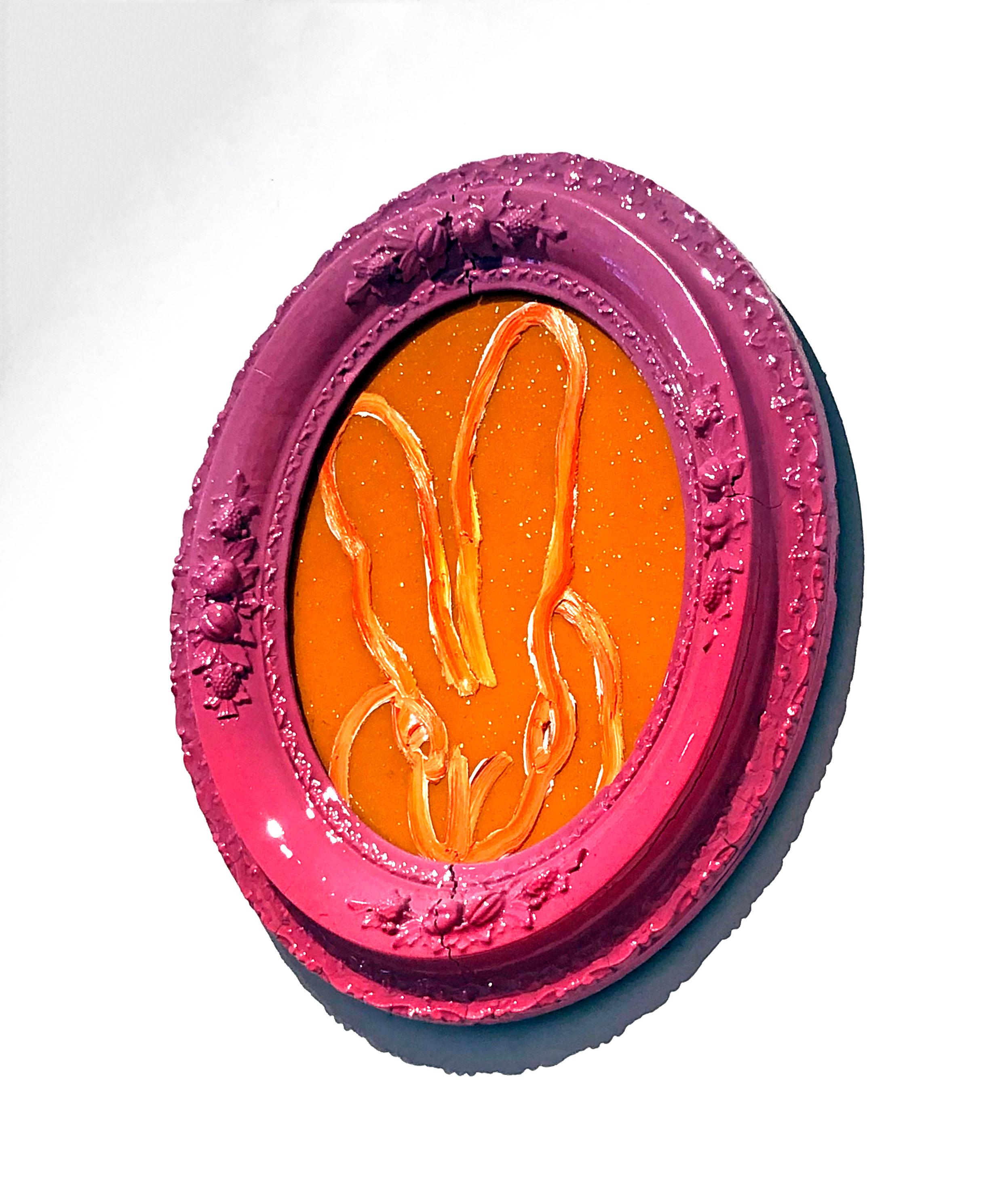 Artist:  Slonem, Hunt
Title:  Orange & Pink Bunny
Series:  Bunnies
Date:  2019
Medium:  Orange resin with oil paint on panel
Unframed Dimensions:  10