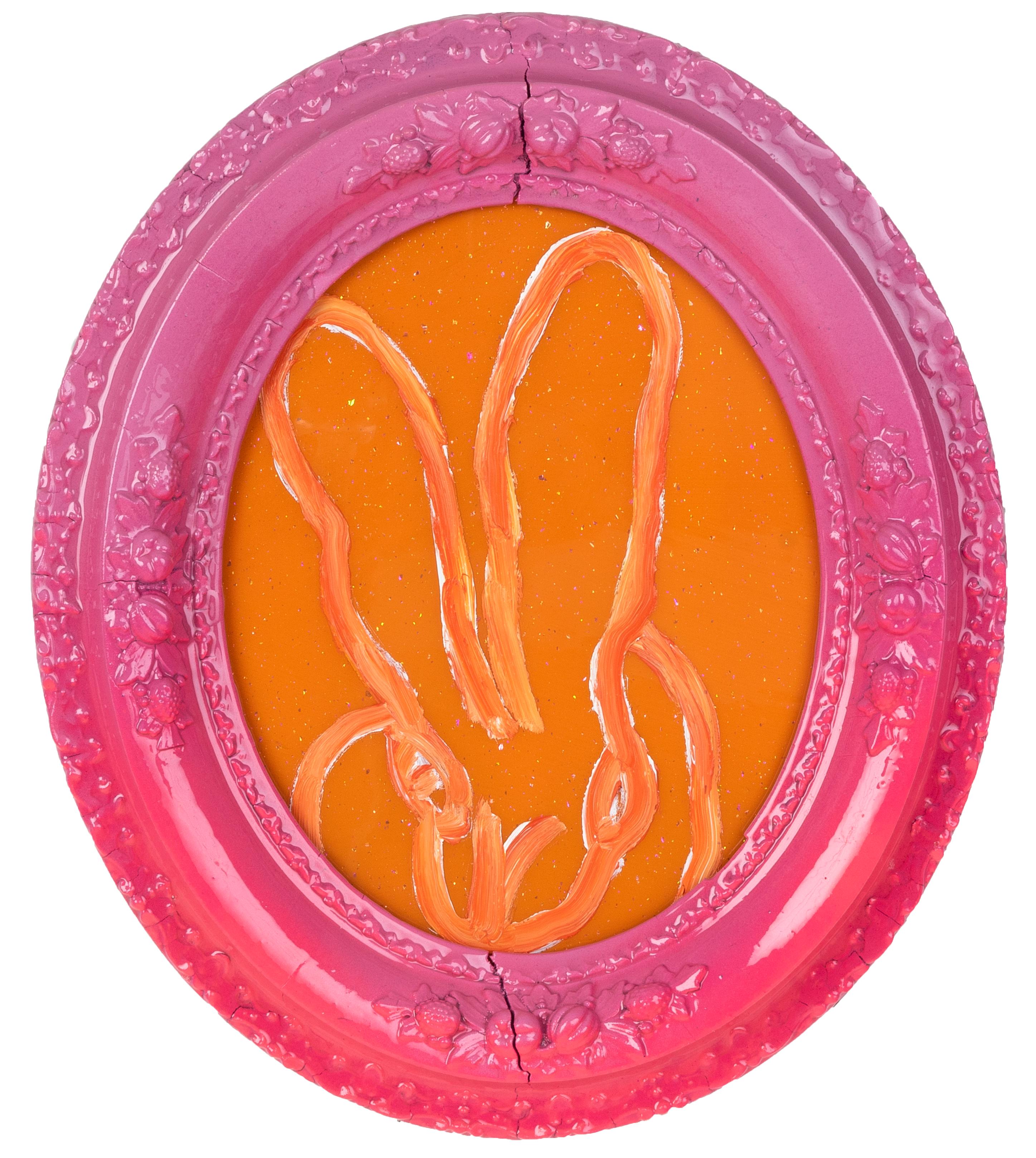 Orange & Pink Bunny - Painting by Hunt Slonem