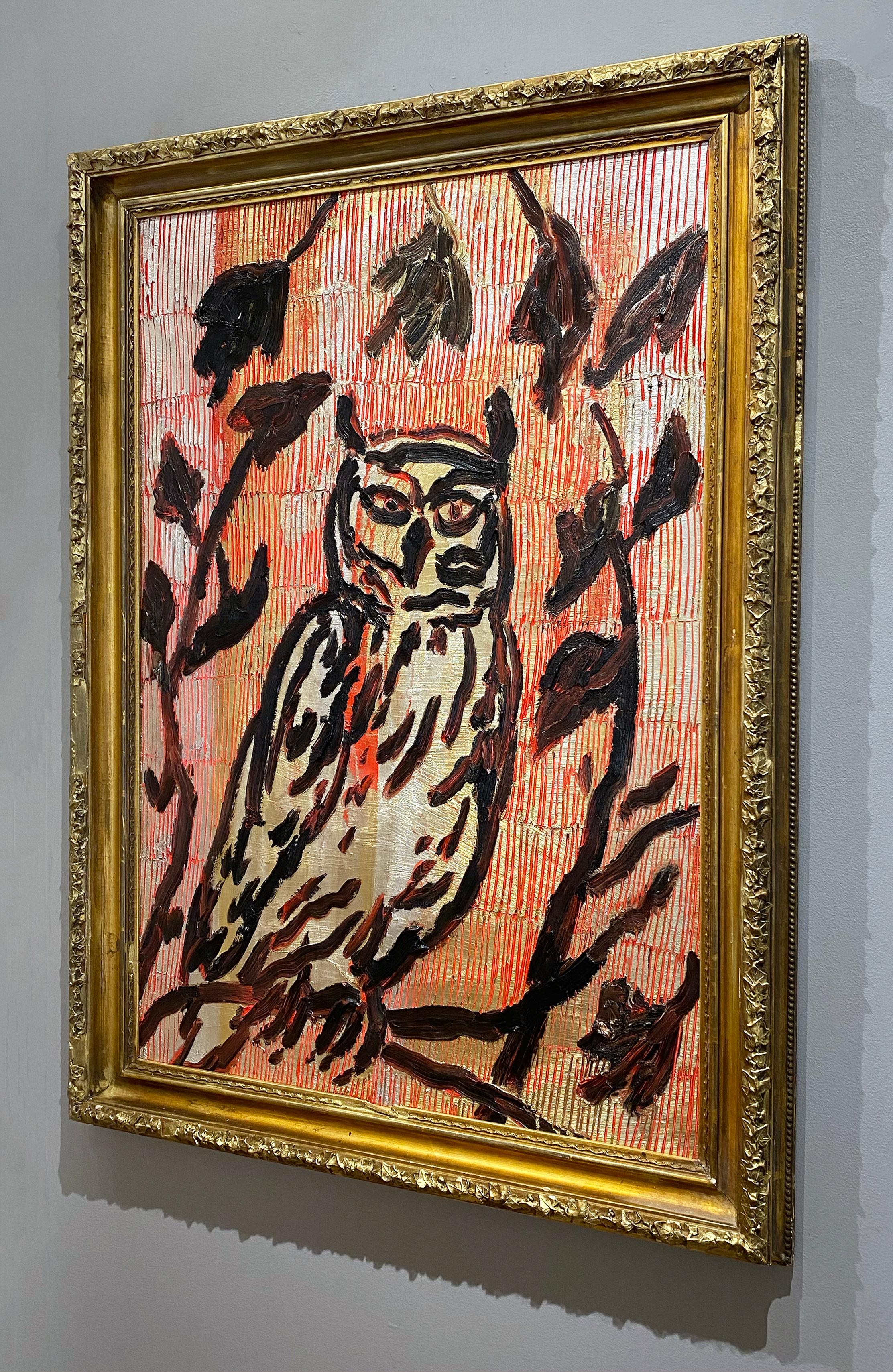 Owl Albania - Contemporary Painting by Hunt Slonem