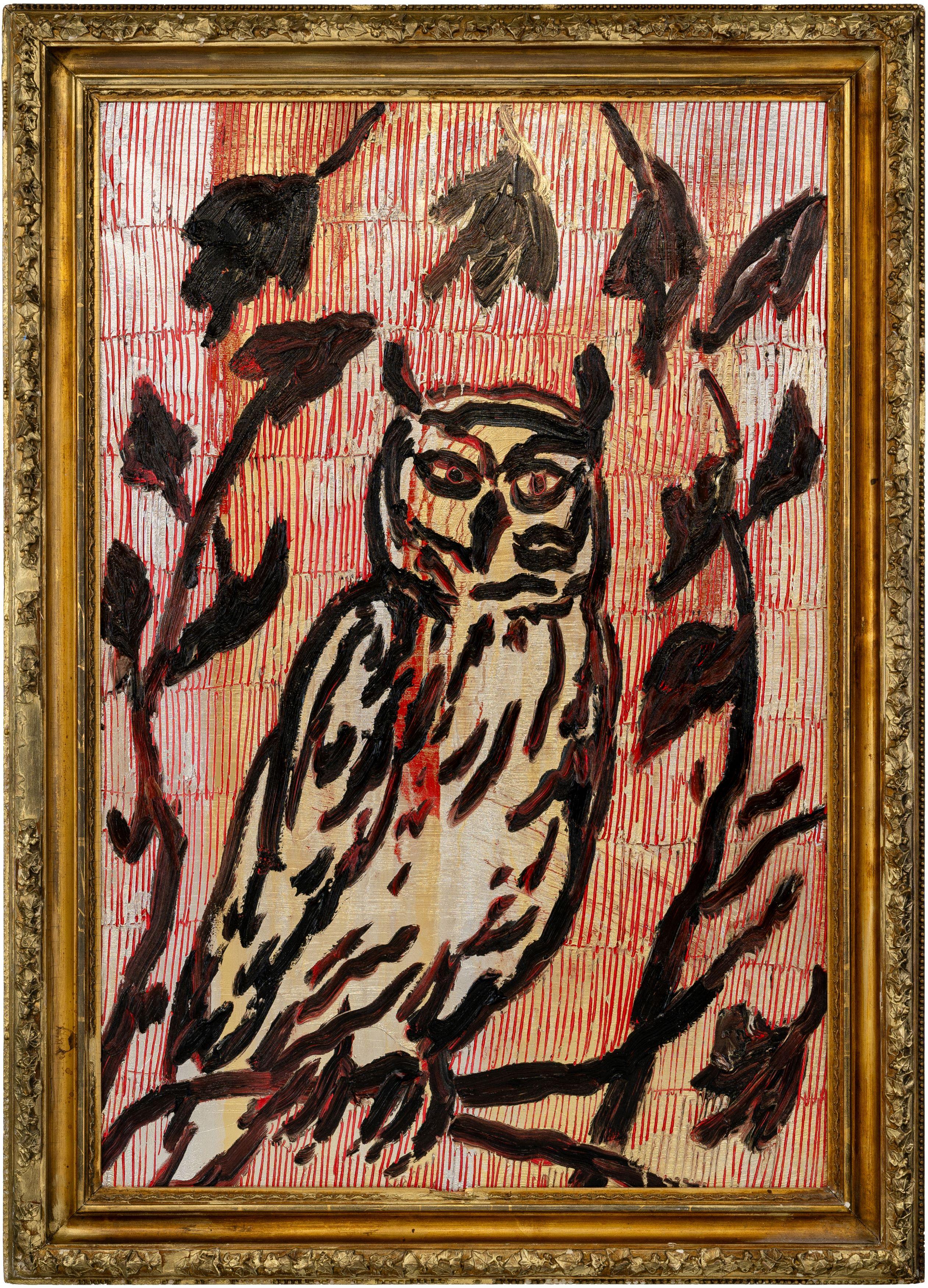 Hunt Slonem Animal Painting - Owl Albania