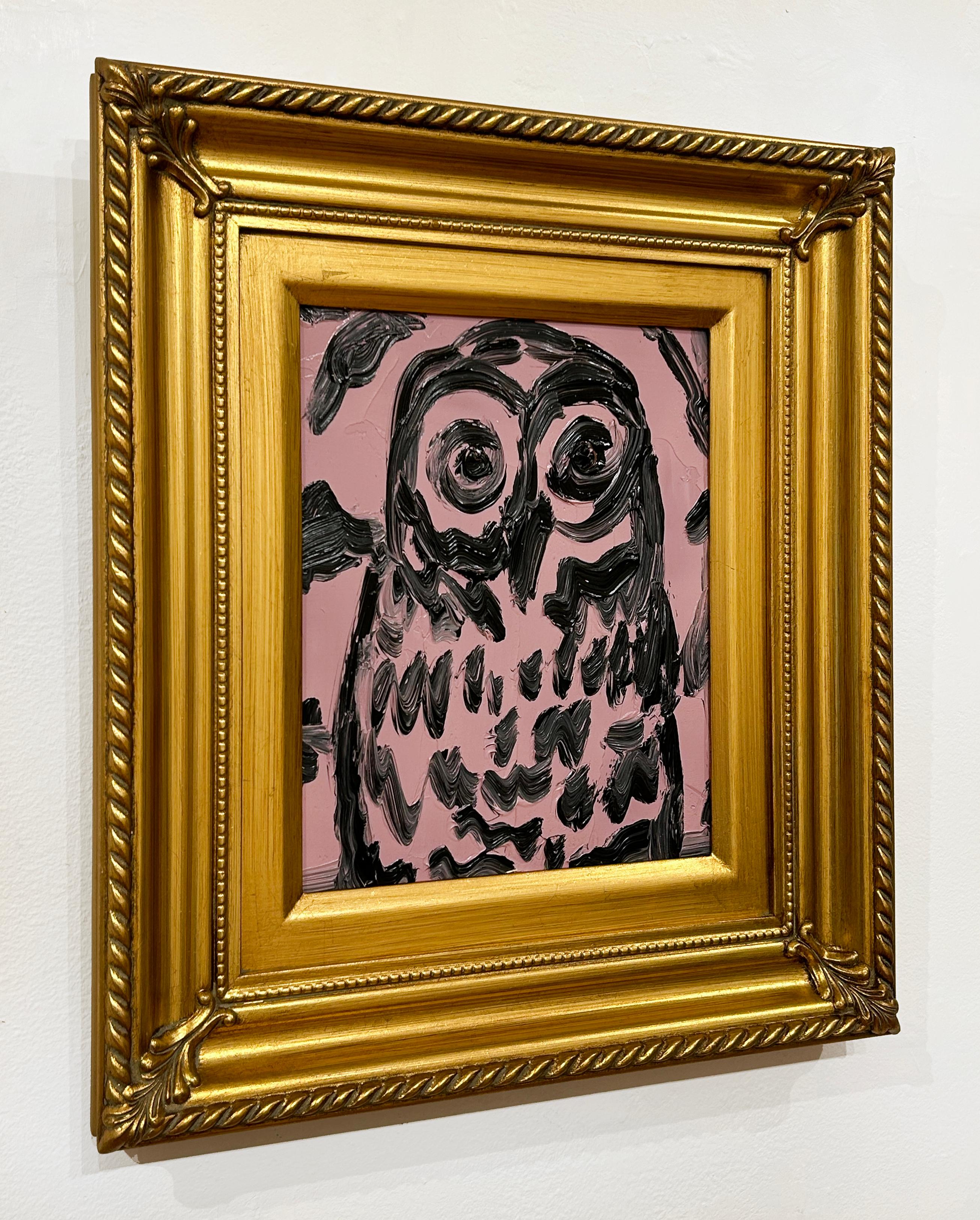 Eule Seattle (Braun), Animal Painting, von Hunt Slonem
