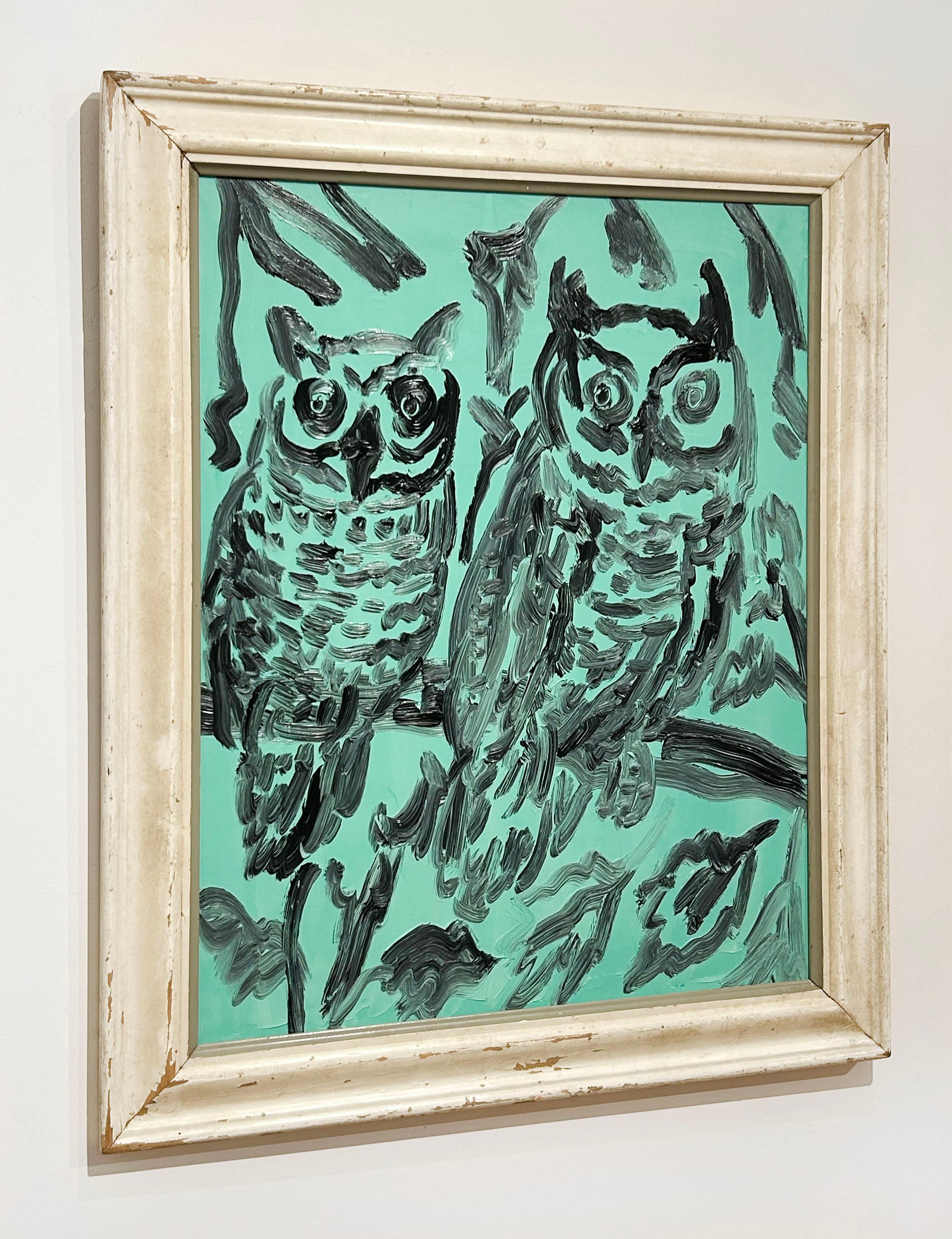 Owls Range - Contemporary Painting by Hunt Slonem