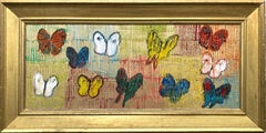 "Panorama Flight" Multicolor Butterflies on Brilliant Gold Background Framed