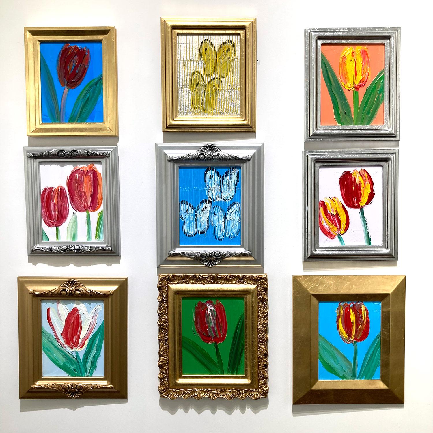 „Parrot Tulips“, Tulpen auf hellem, lavendelfarbenem Hintergrund, Ölgemälde, gerahmt im Angebot 9