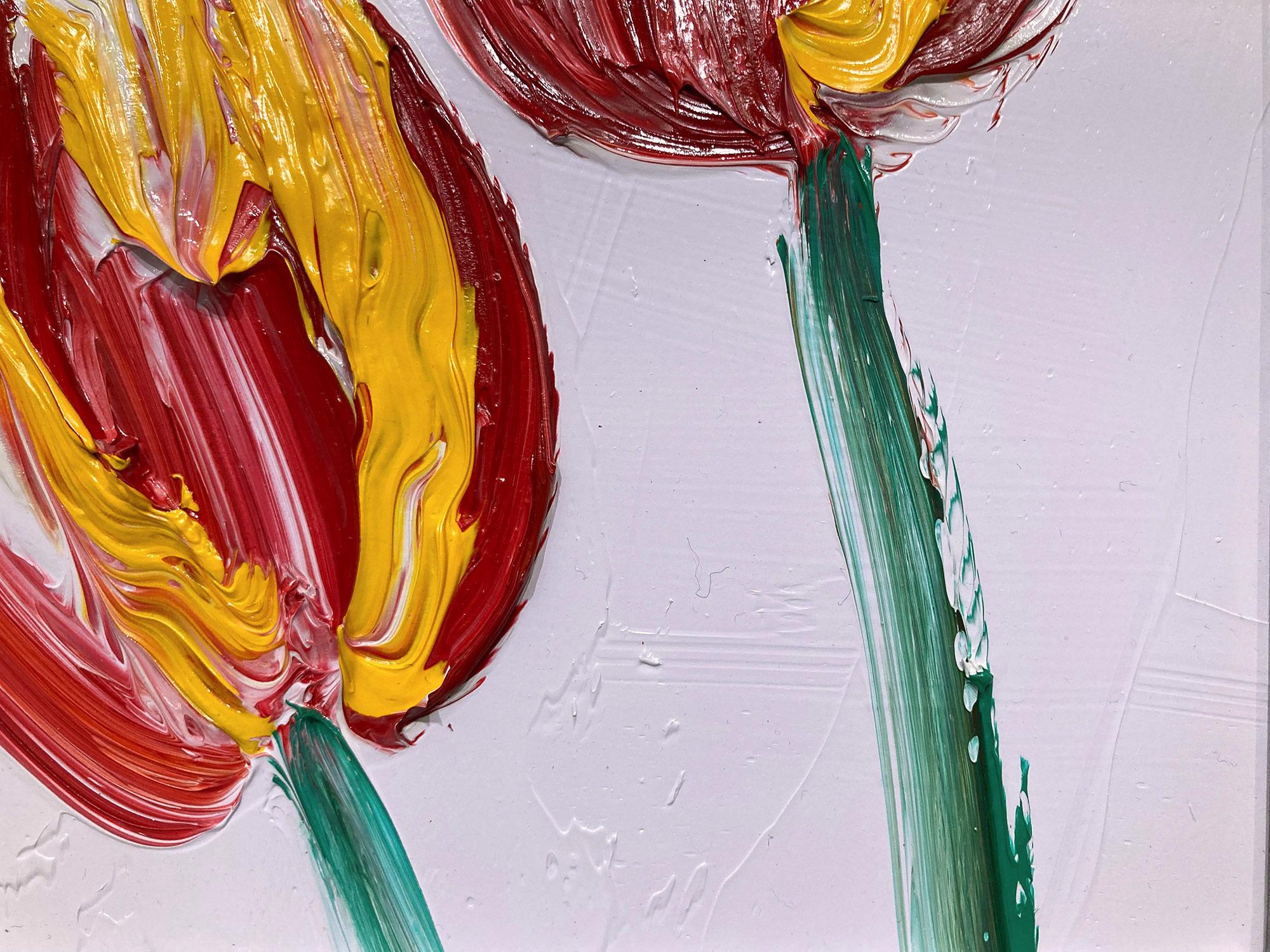 Peinture à l'huile encadrée, tulipes sur fond lavande claire - Néo-expressionnisme Painting par Hunt Slonem
