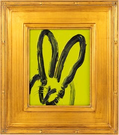 Patch "Bunny Painting" Green Original Oil Painting in Gold Vintage Frame