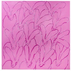 Playful Pink Bunnies Monochrome Oil Painting Hunt Slonem Pathway Mark 