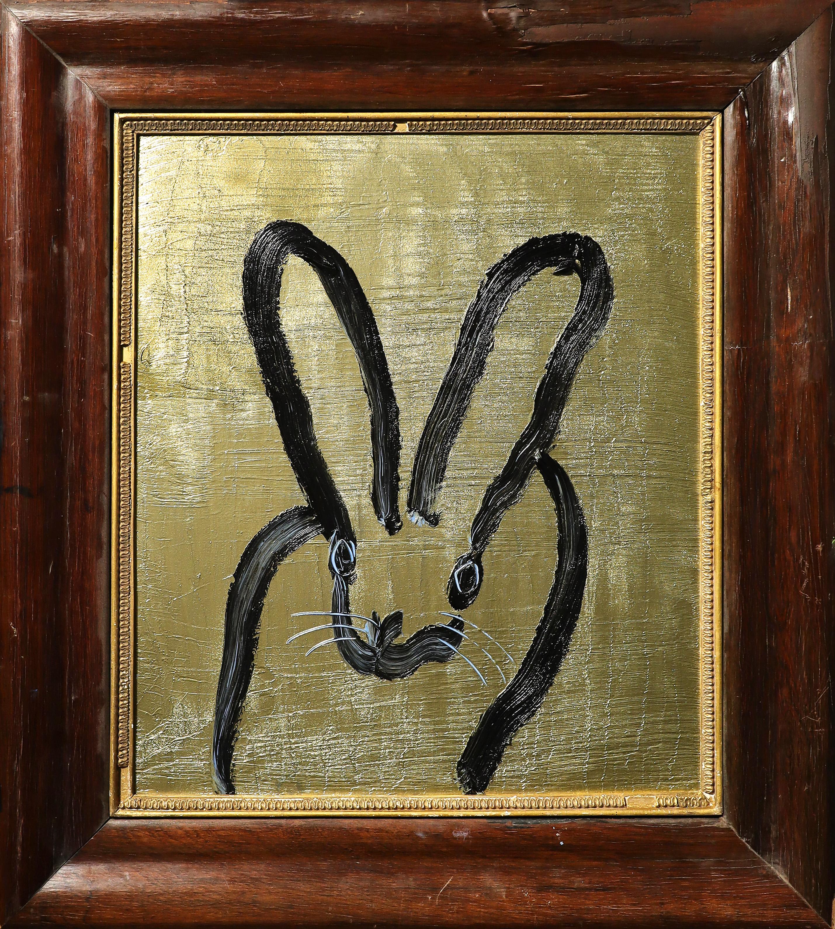 Hunt Slonem Animal Painting - 'Peony' Gestural Rabbit Painting, 2024