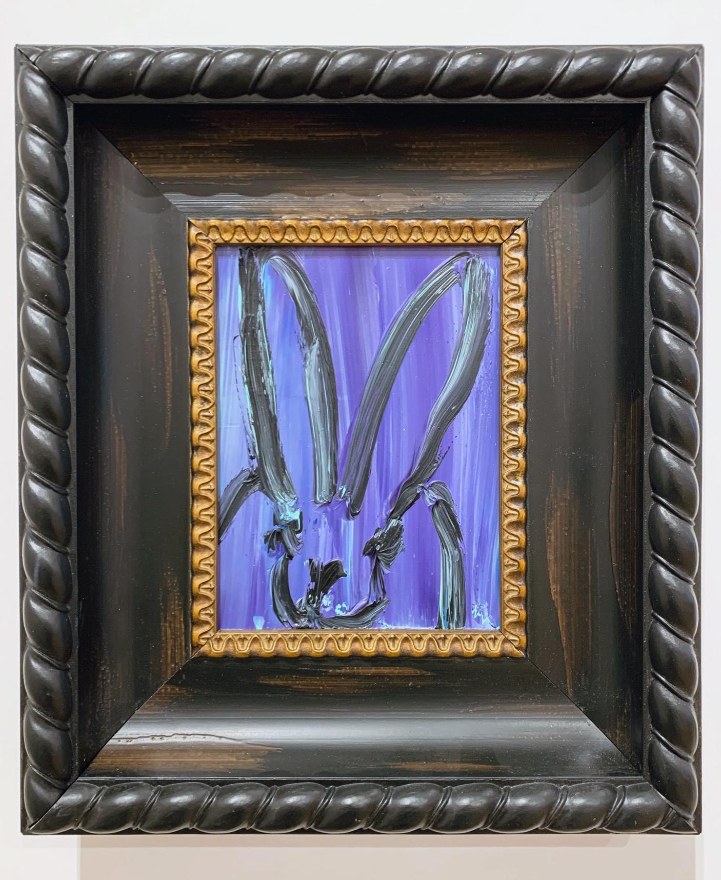 Petite Purple Brushstroke Bunny - Painting by Hunt Slonem