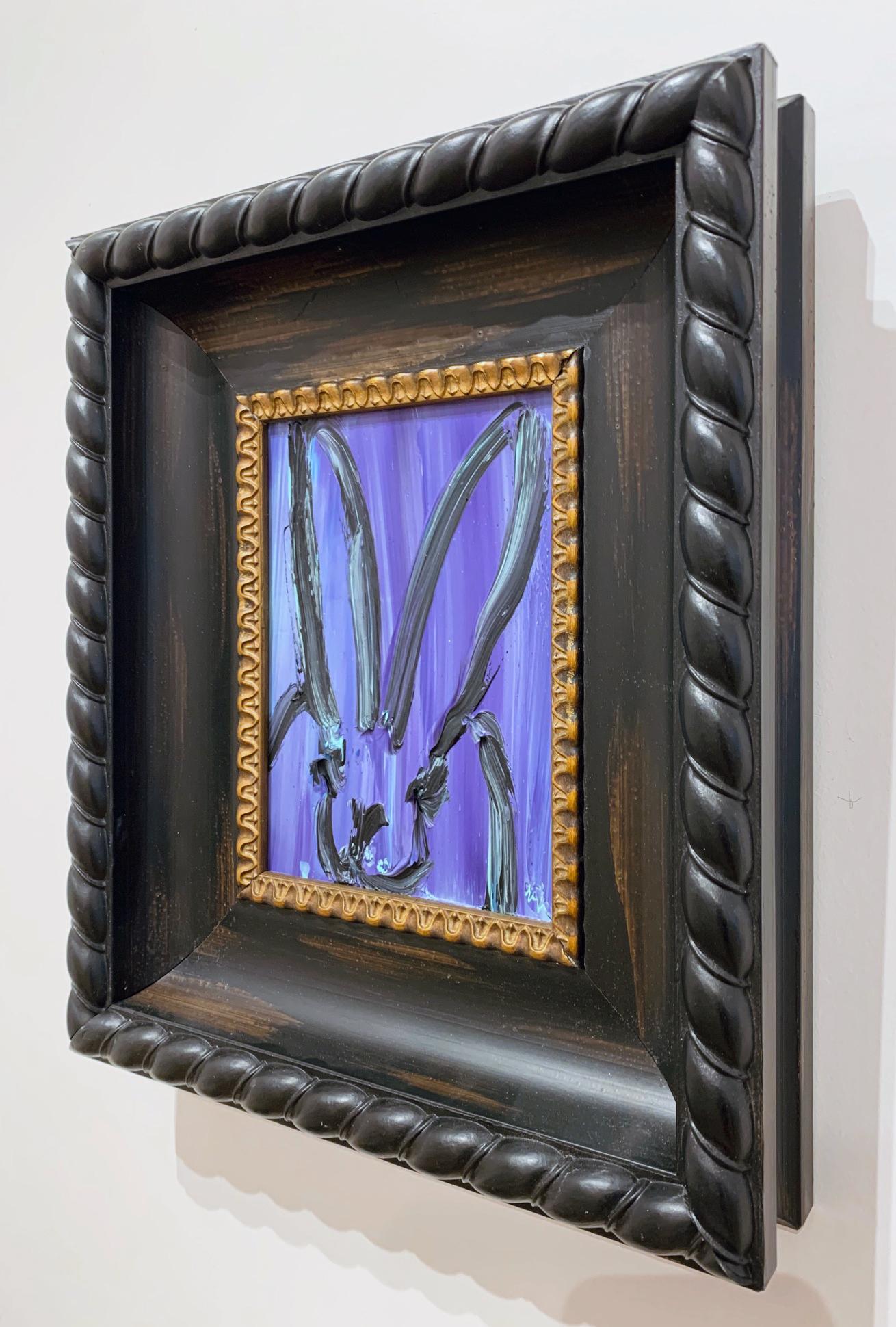 Petite Purple Brushstroke Bunny - Contemporary Painting by Hunt Slonem