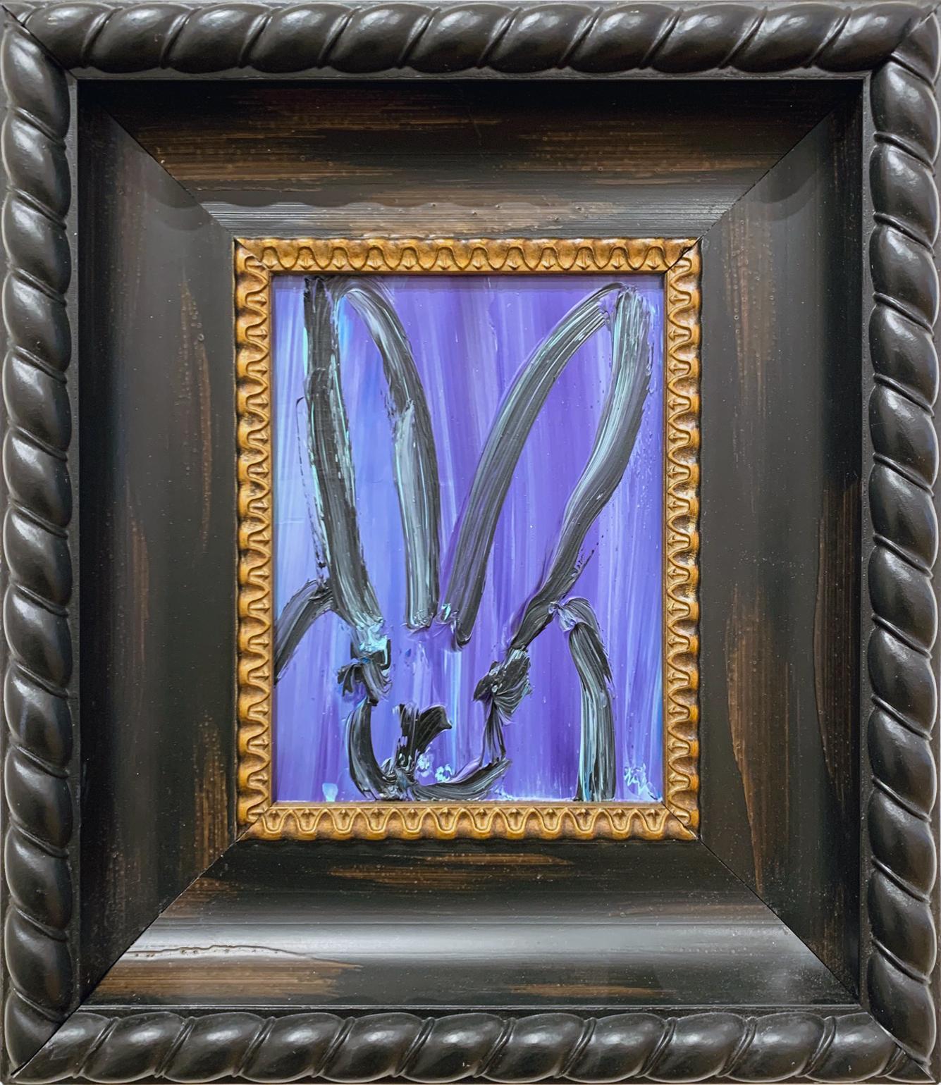 Hunt Slonem Animal Painting - Petite Purple Brushstroke Bunny