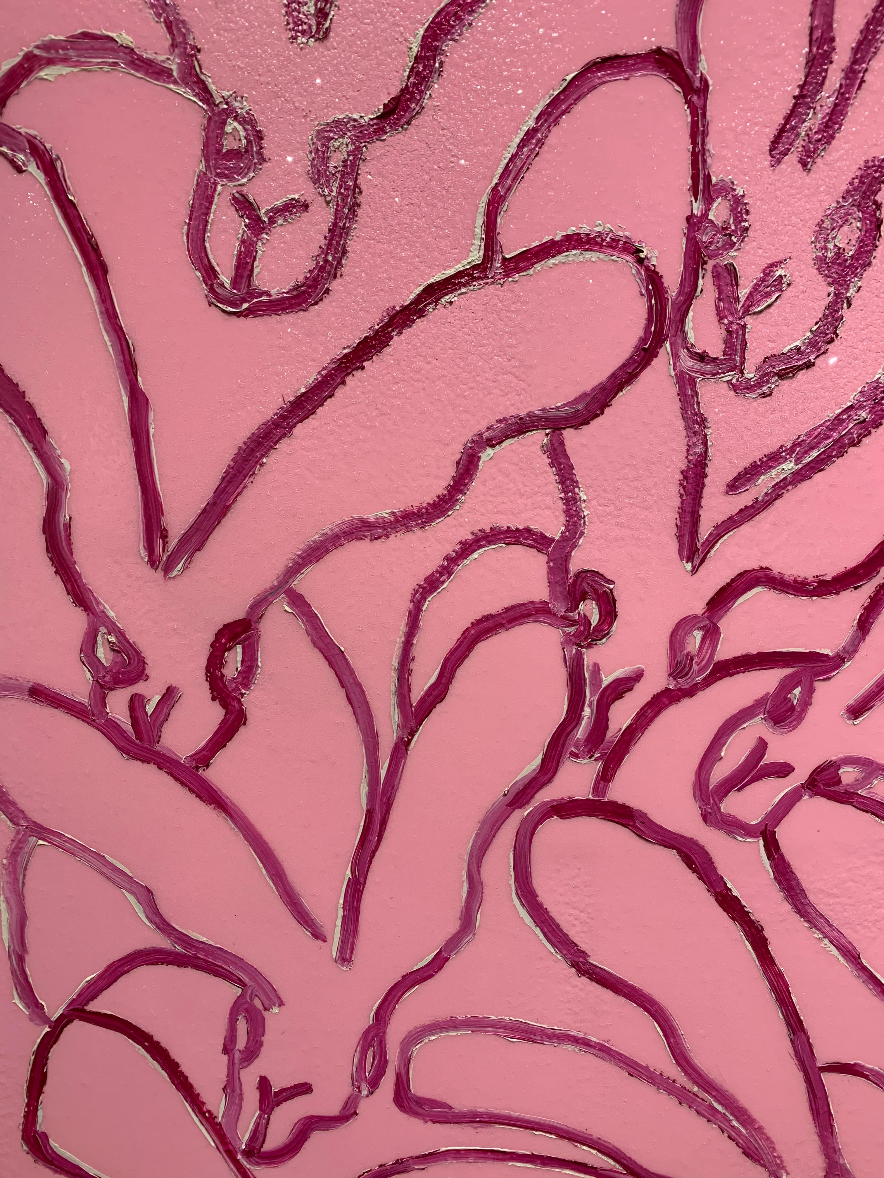 This work's unique shine is due to Hunt Slonem's use of diamond dust mixed with his paint to give his work a particularly eye-catching glow. 
Inspired by nature and his 60 pet birds, Hunt Slonem is renowned for his distinct neo-expressionist style.