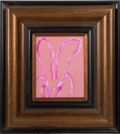 Pink Diamond / Diamond Dust "Bunny Painting" In Vintage Frame