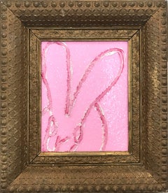"Pink Diamond" (Resin and Diamond Dust Bunny on Pink) Oil Painting on Wood Panel
