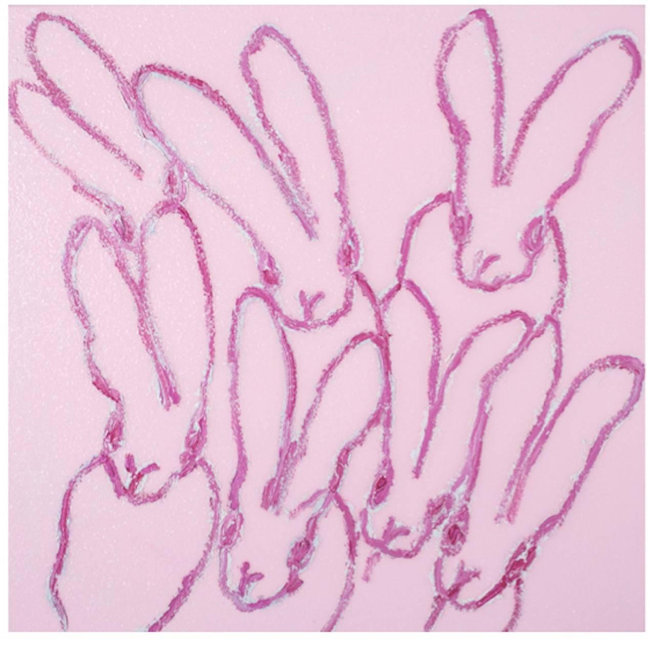 Pink Diamond Dust Bunnies - Painting by Hunt Slonem