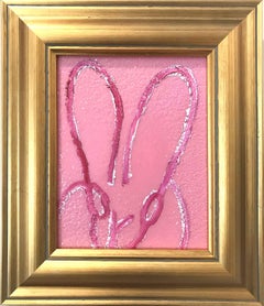 "Pink" (Diamond Dust Bunny on Pink Background) Oil Painting on Wood Panel