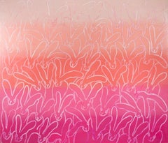 Rosa Hombre 2 ""Bunny Painting" Buntes, farbenfrohes Ölgemälde auf Leinwand