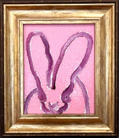 "Pink Morevia" Bunny on Pink Diamond Dust Background Oil Painting Framed