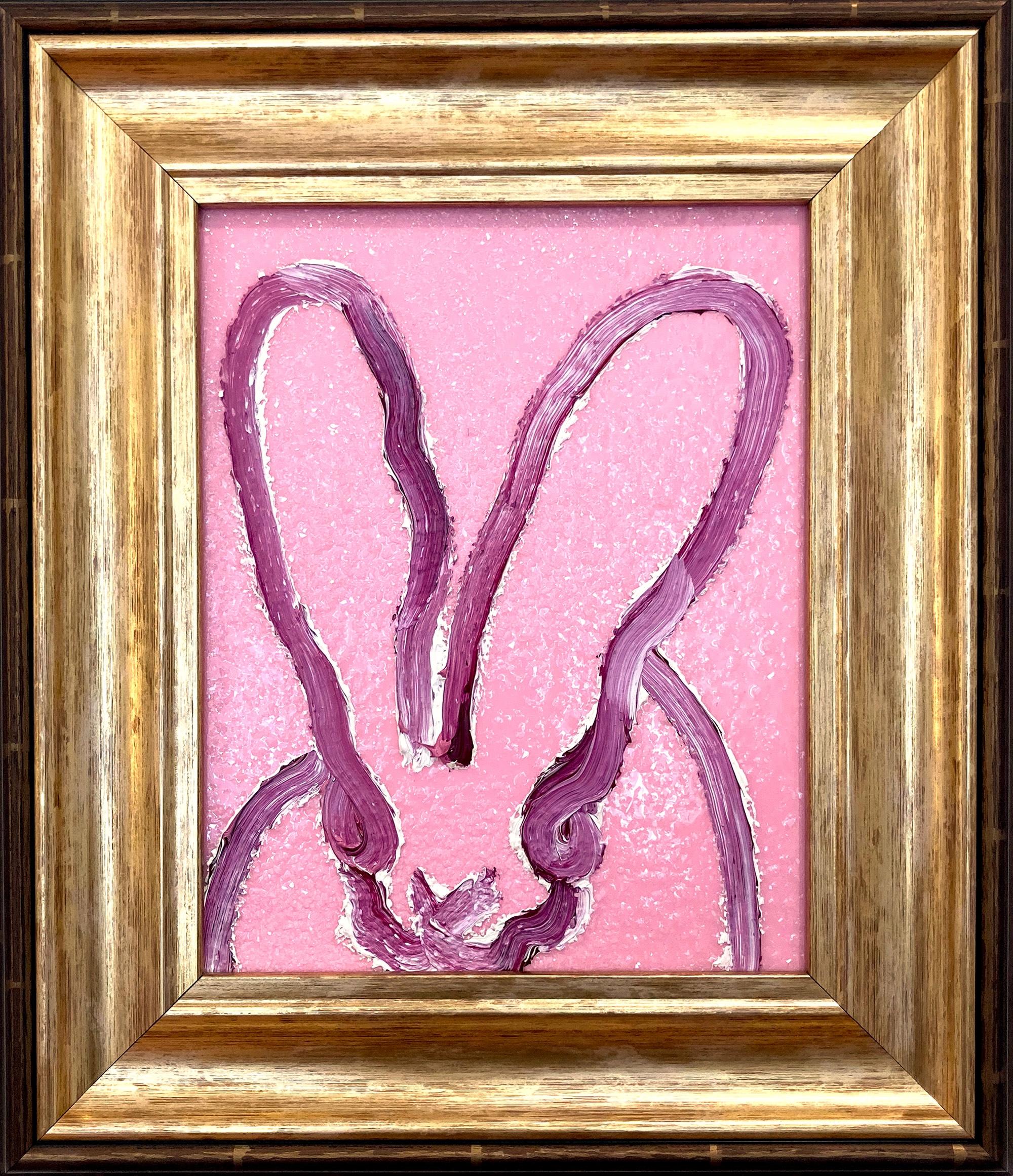 "Pink Morevia" Hase auf Pink Diamond Staub Hintergrund Ölgemälde gerahmt