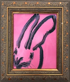 "Pink Peace" (Bunny on Pink) Oil Painting on Wood Panel