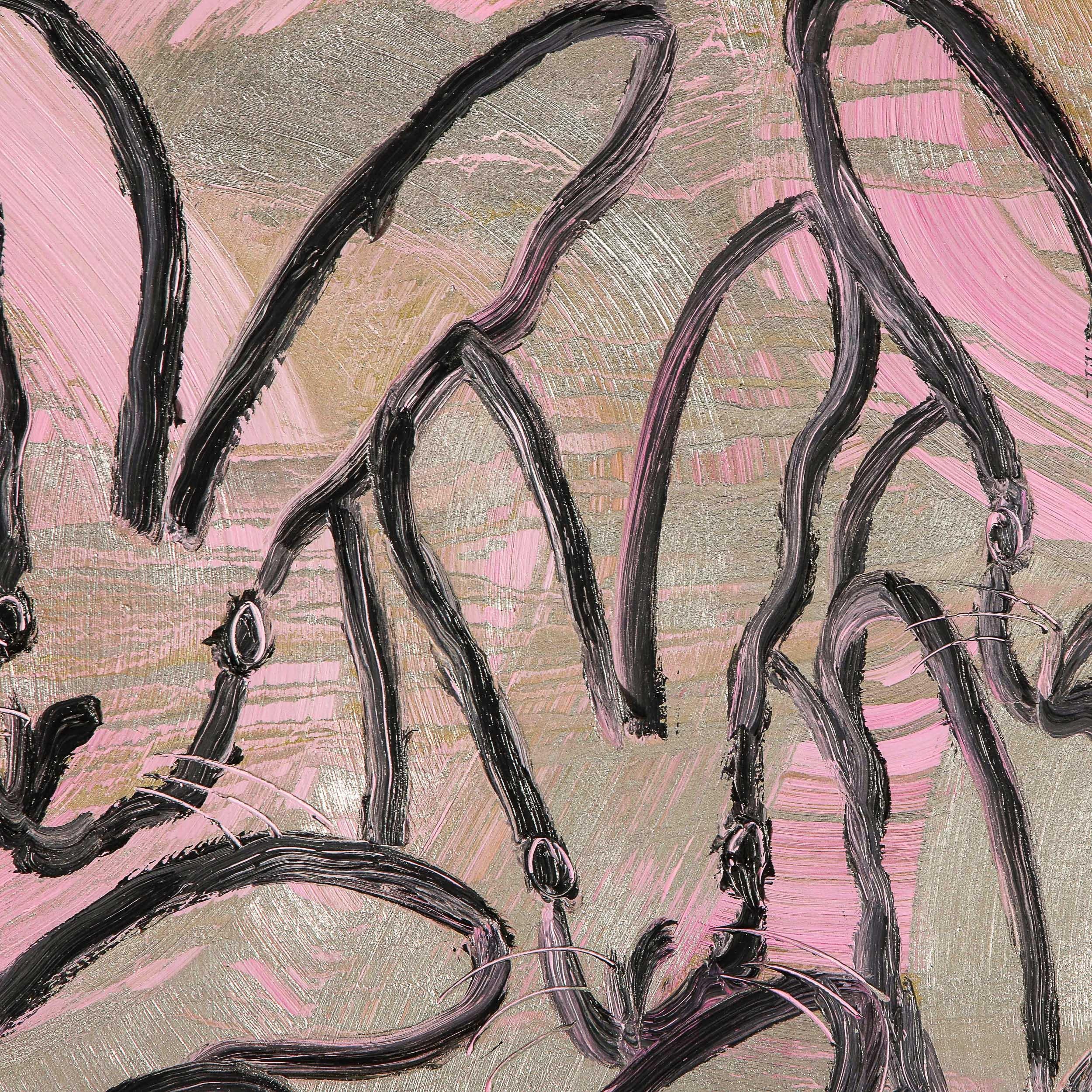 Pink Totem - Beige Abstract Painting by Hunt Slonem
