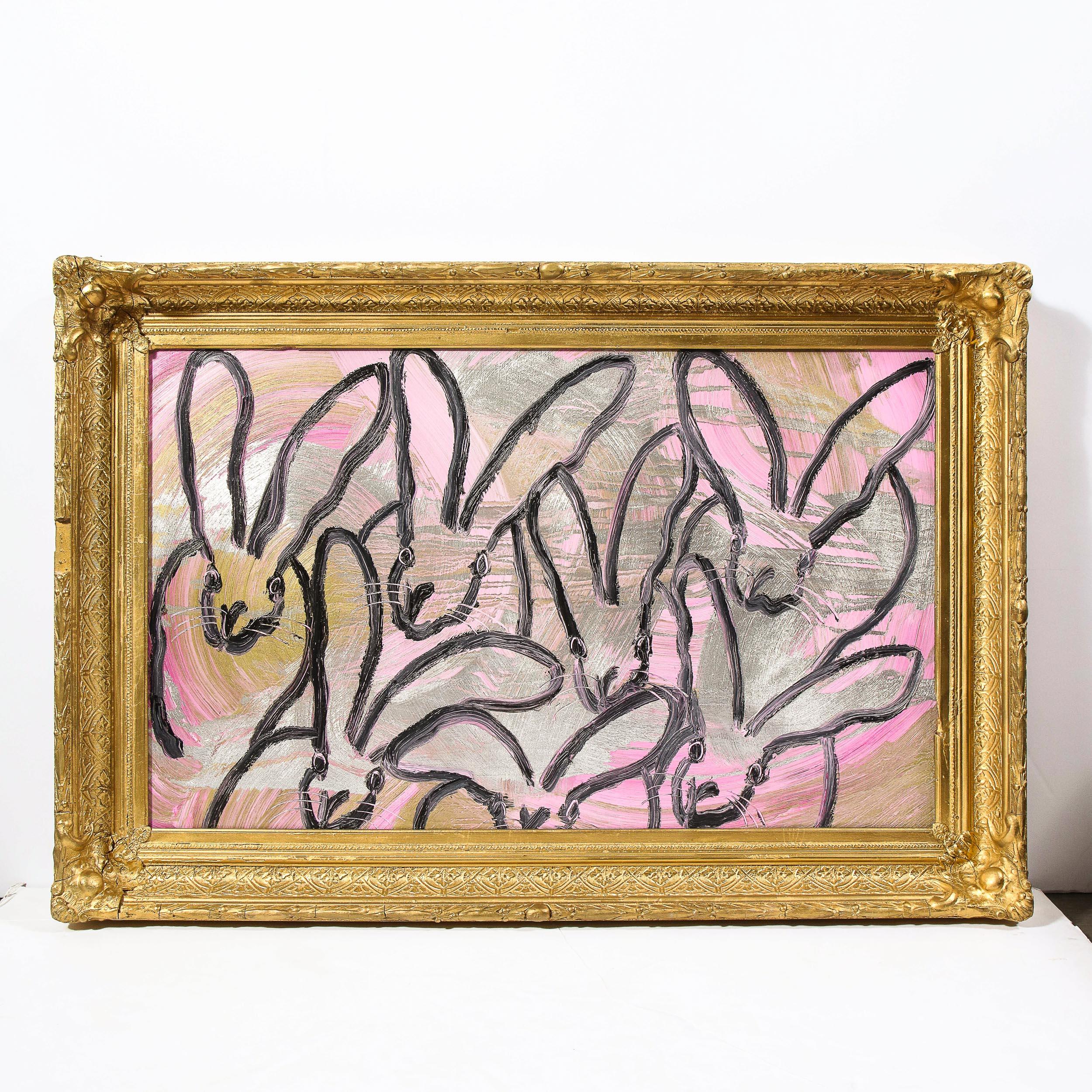 Hunt Slonem Abstract Painting - Pink Totem