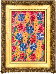 "Pinwheel & Hummingbirds" Hummingbirds on Coral Pink Background Oil Painting