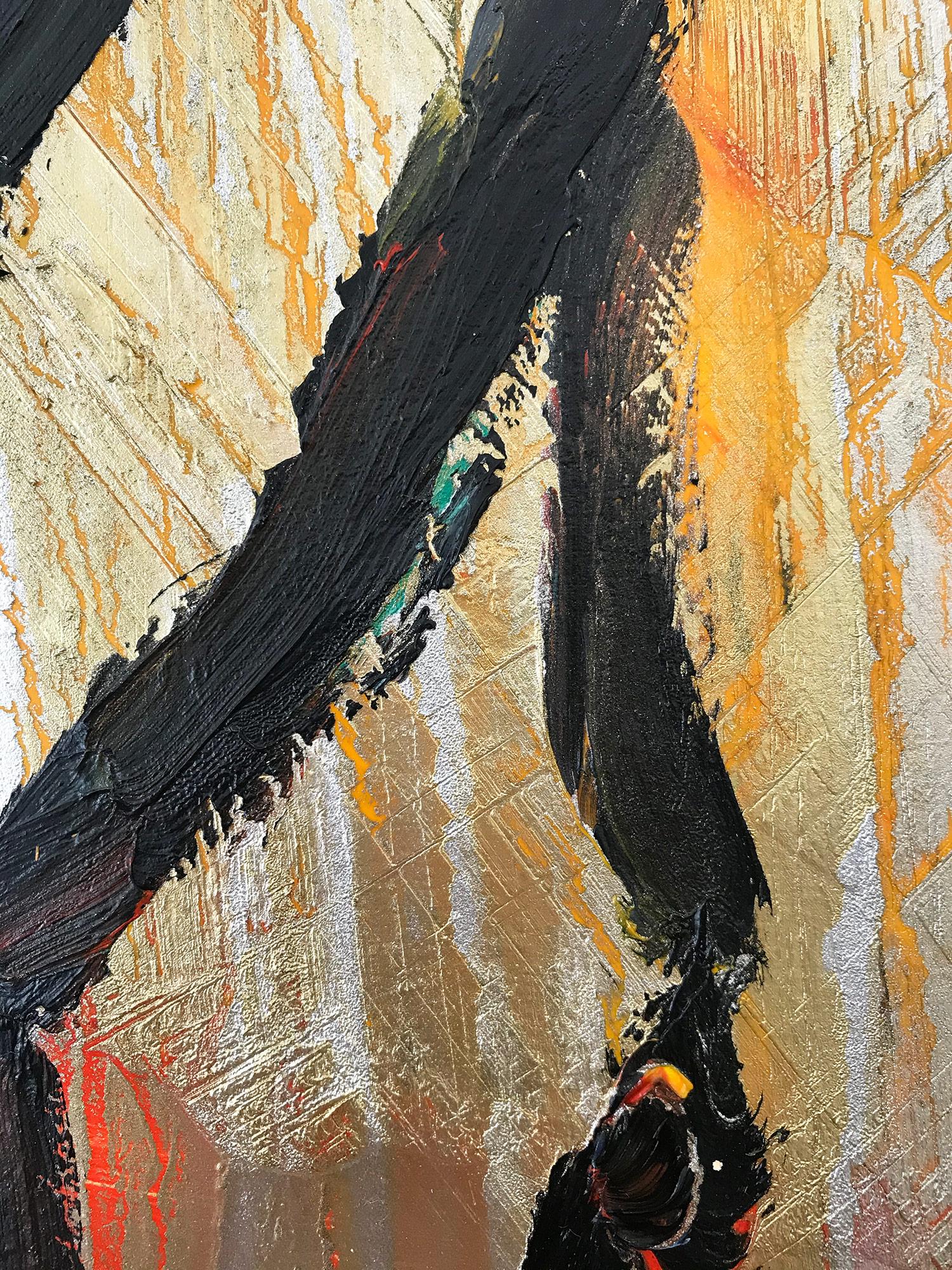 A wonderful composition of one of Slonem's most iconic subjects, Bunnies. This piece depicts 5 gestural figures of Bunnies against a gold and silver background with colorful accents.  Inspired by nature and a genuine love for animals, Slonem's