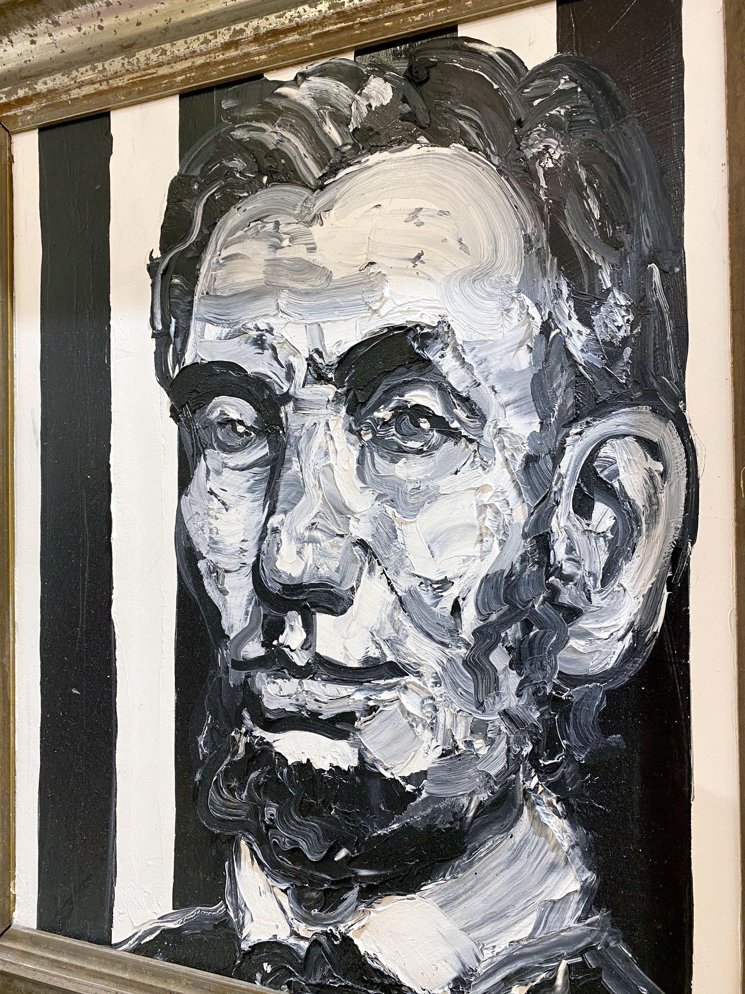 Pres Lincoln - Black Portrait Painting by Hunt Slonem