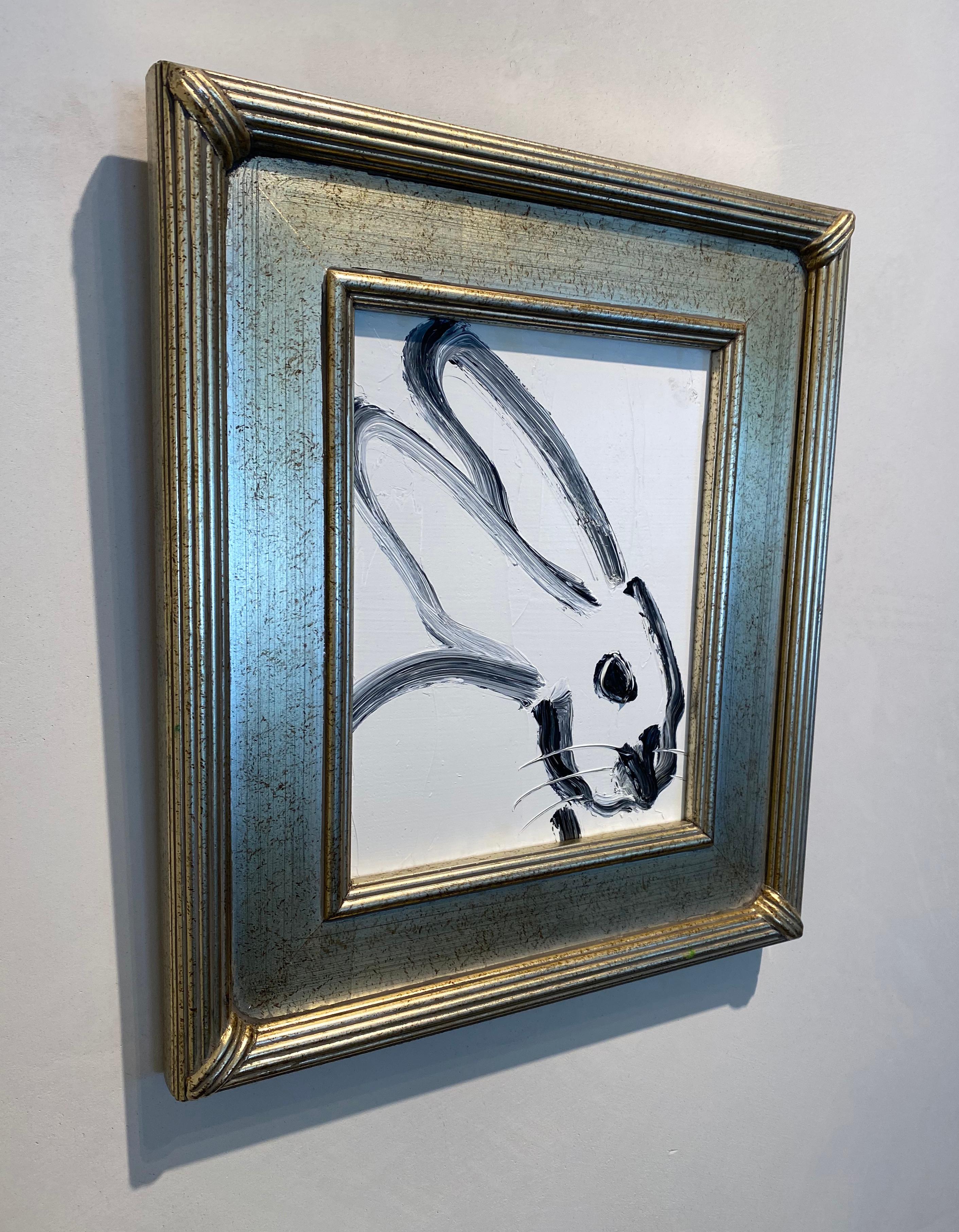 Profile- black and white gestural bunny by Neo- Expressionist Hunt Slonem 3