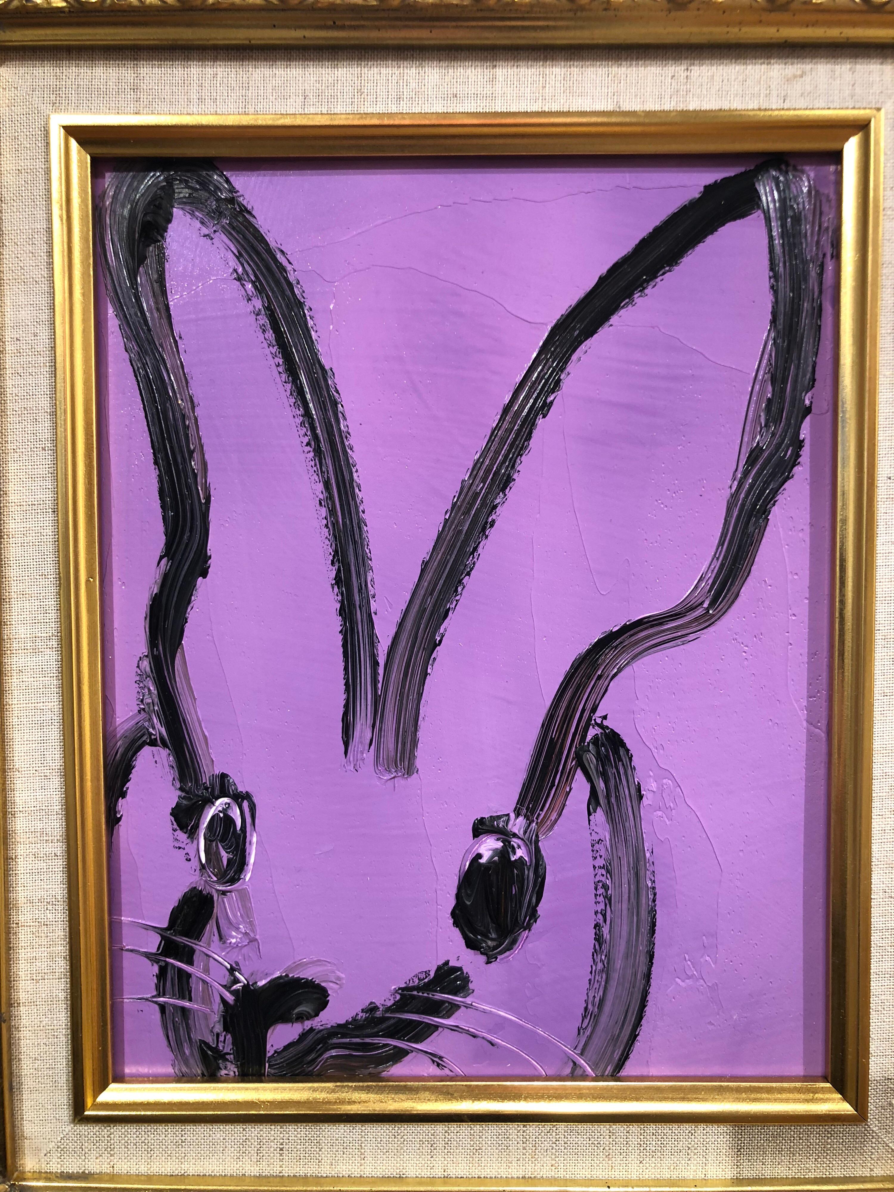 Purple Bunny - Brown Animal Painting by Hunt Slonem