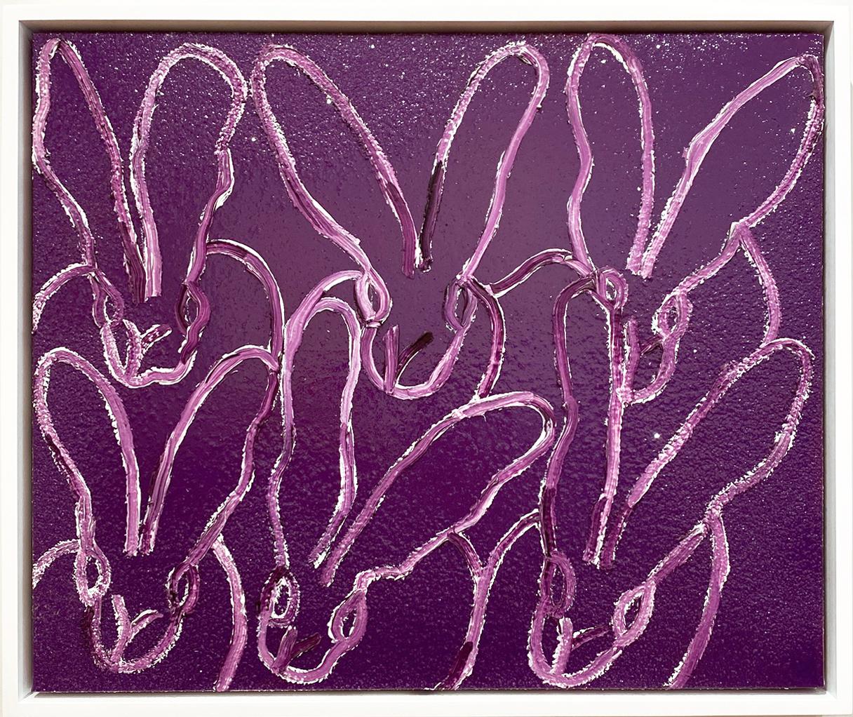Hunt Slonem Animal Painting - Purple Diamond Bunnies