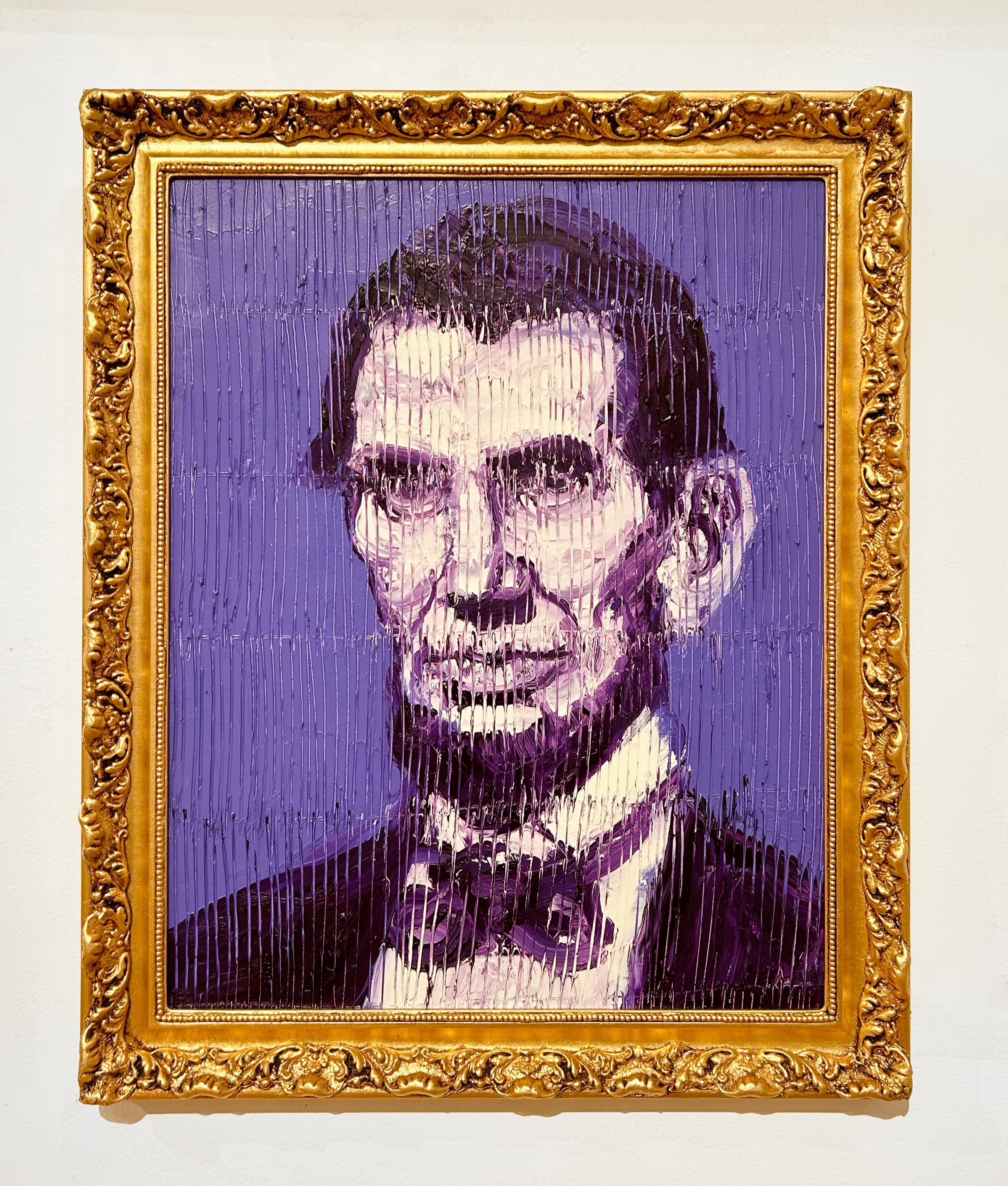 Purple Lincoln - Contemporary Painting by Hunt Slonem