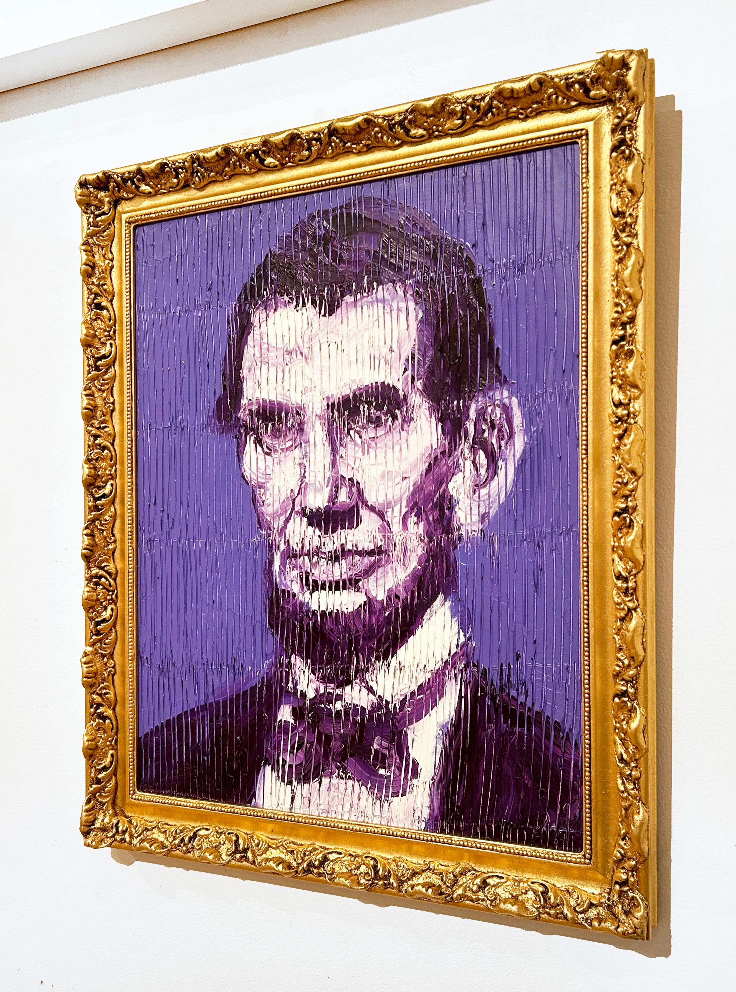 Artist:  Slonem, Hunt
Title:  Purple Lincoln
Series:  Abraham Lincoln
Date:  2023
Medium:  Oil on wood
Unframed Dimensions:  20