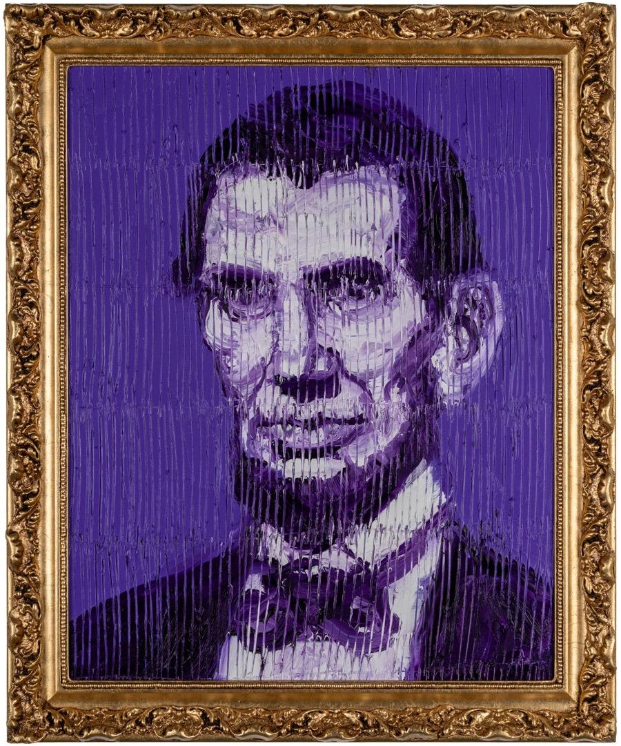 Purple Lincoln - Painting by Hunt Slonem