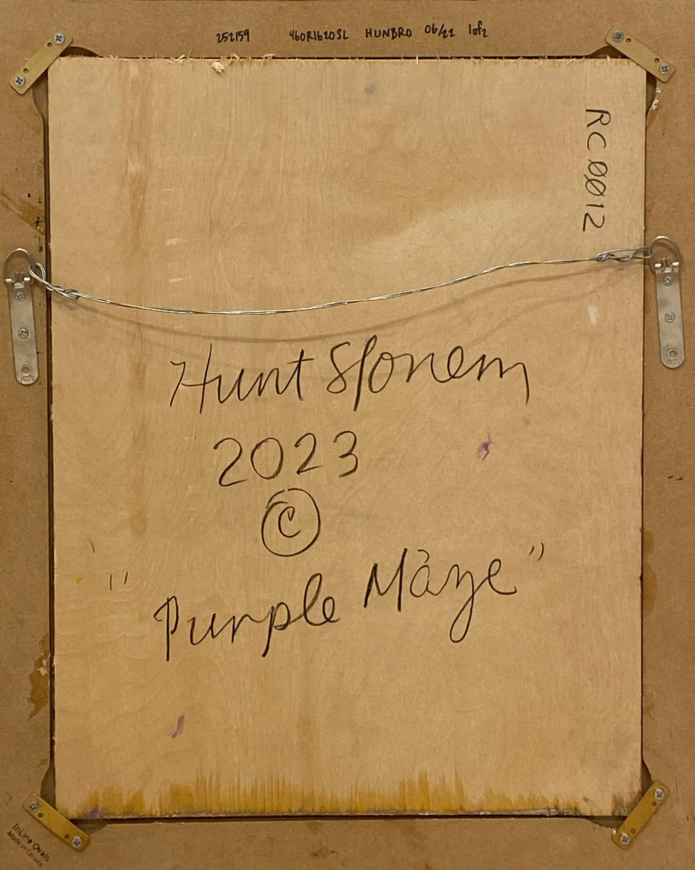 Artist:  Slonem, Hunt
Title:  Purple Maze
Date:  2023
Medium:  Oil on Wood
Unframed Dimensions:  20