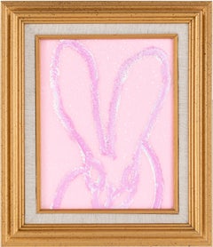 Queen of Bavaria "Bunny Painting" Original Pink Oil Painting in Vintage Frame