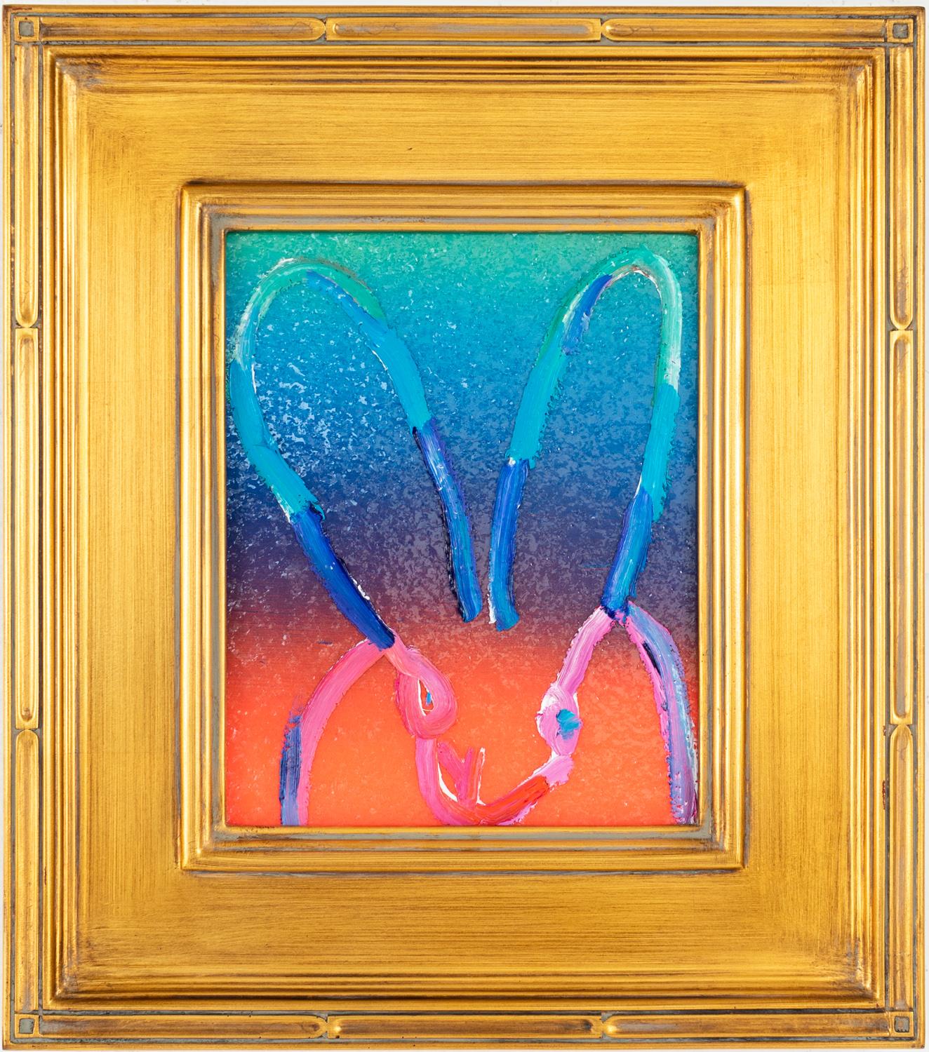 Hunt Slonem Silver "Bunny Painting" Original Oil Painting in Vintage Gold Frame at 1stDibs