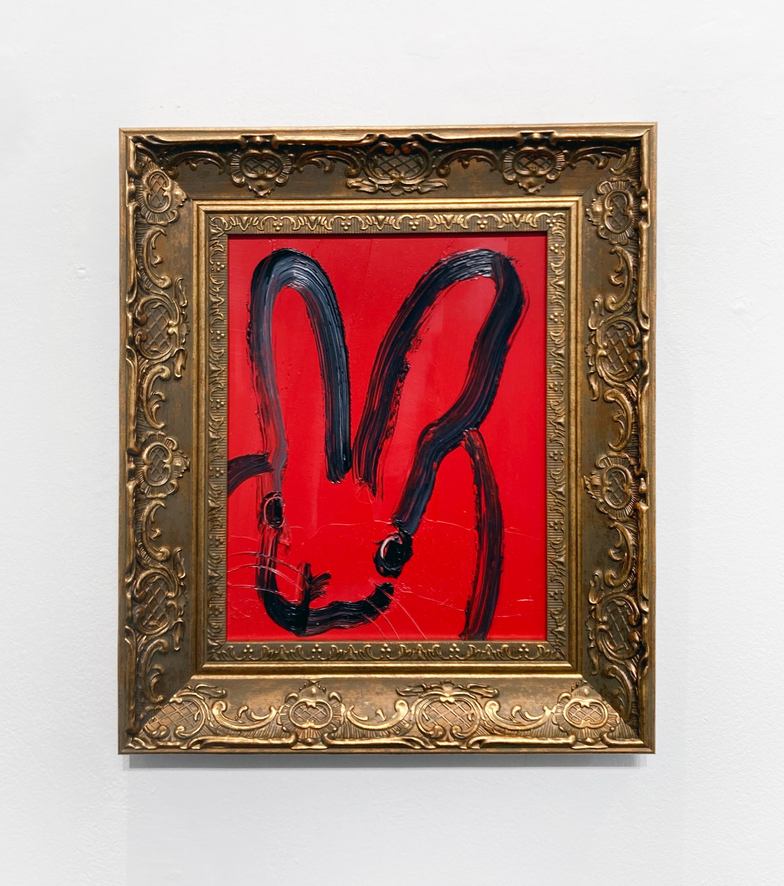 Red Bunny - Contemporary Painting by Hunt Slonem