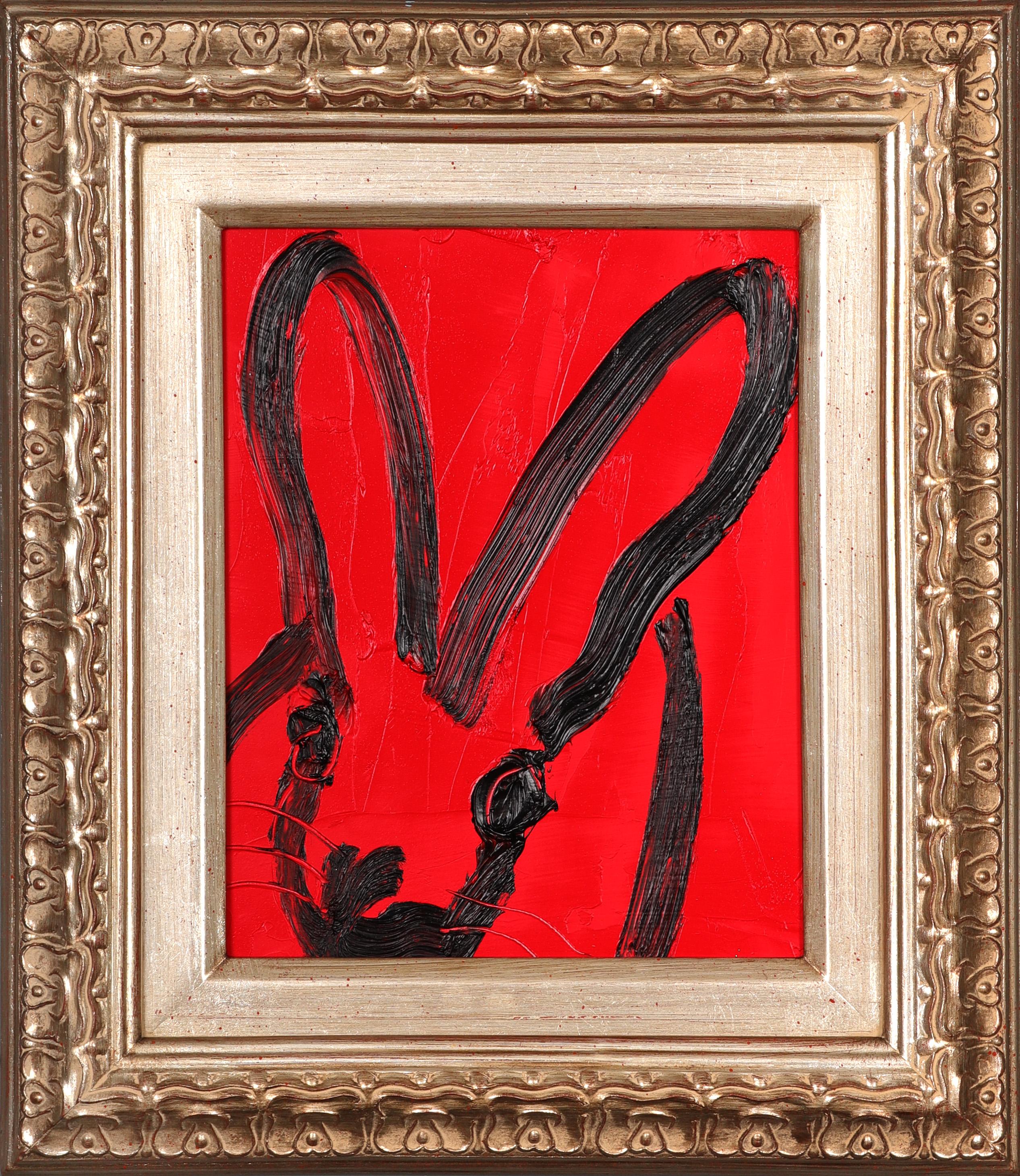 Hunt Slonem Animal Painting - 'Red Bunny' Unique Painting