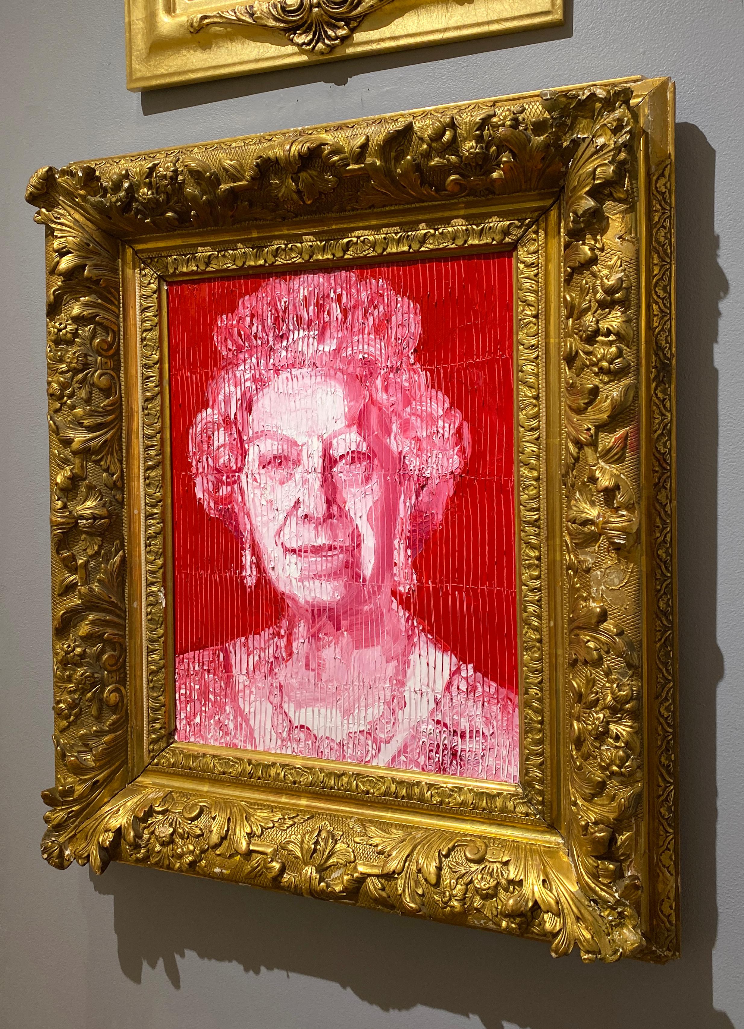 Artist:  Slonem, Hunt
Title:  Her Majesty
Series:  Red Queen
Date:  2021
Medium:  Oil on wood
Unframed Dimensions:  17.5